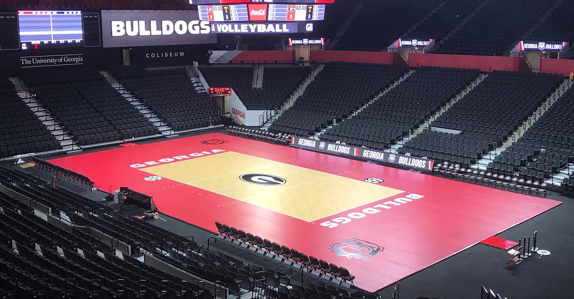 Bulldogs Volleyball Court Floor Surface and Spectator Seating